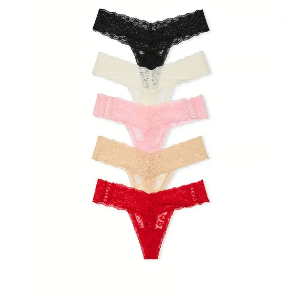 Victoria's Secret, Pack of 5, Sexy Lace Waist Thongs Panty Pack - Size XXL - Picture 2 of 3